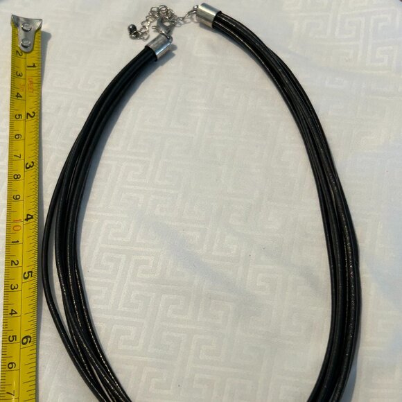 Silver Multi leather Necklace, with Silver - Picture 5 of 8